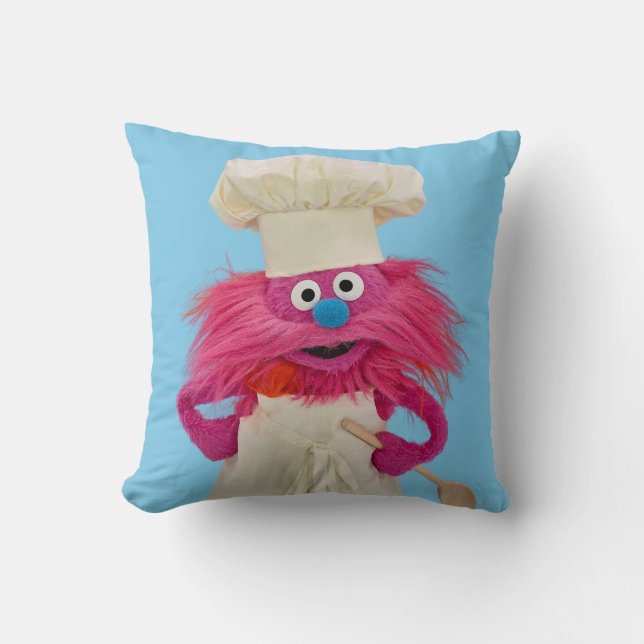 Cookie's Monster Food Truck | Gonger Posing Throw Pillow (Front)