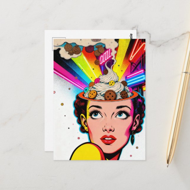 Cookies on Her Mind Surreal Postcard (Front/Back In Situ)