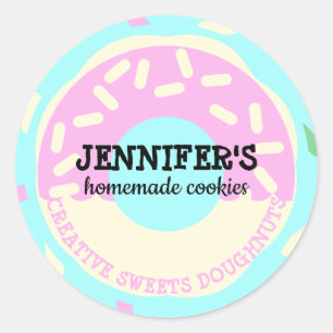 Cookies Pastry kids doughnut Teal Pink Creative Classic Round Sticker
