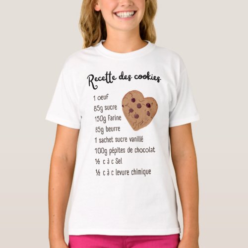 Cookies Pastry Recipe Kids Teens Baking T_Shirt