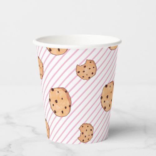 Cookies Pink stripes Birthday Party Paper Cups