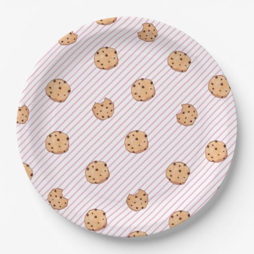 Cookies Pink stripes Birthday Party Paper Plates