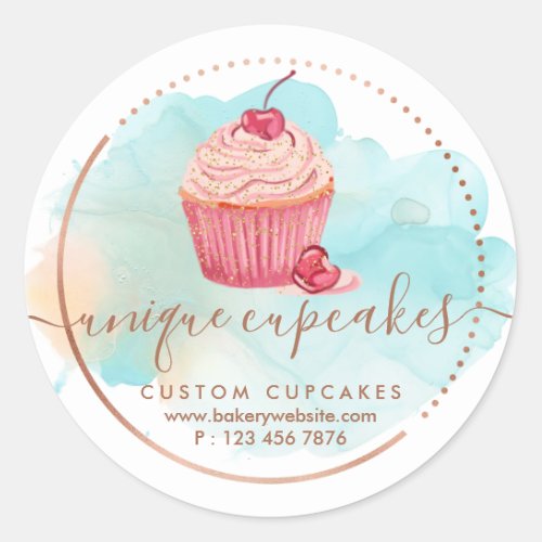 Cookies Sweets Pastry Bakery Ombre Berry Cupcake Classic Round Sticker