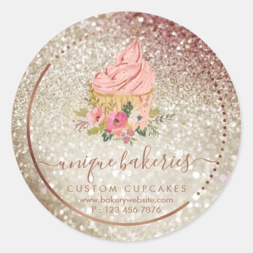 Cookies Sweets Pastry Girly Bakery Elegant Cupcake Classic Round Sticker