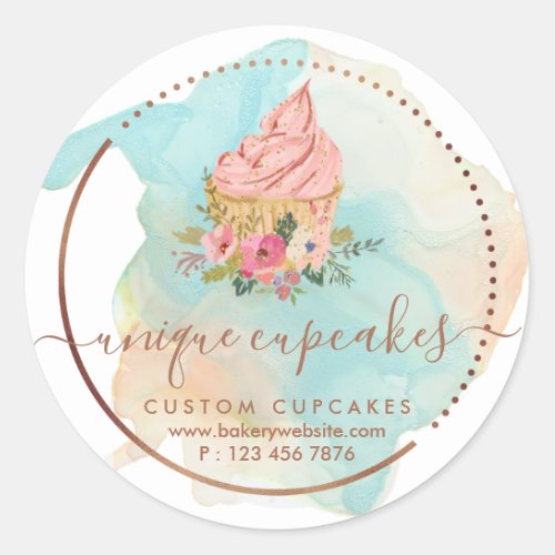 Cookies Sweets Pastry Girly Bakery Ombre Cupcake Classic Round Sticker