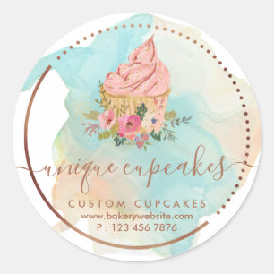 Cookies Sweets Pastry Girly Bakery Ombre Cupcake Classic Round Sticker