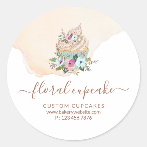 Cookies Sweets Pastry Ombre Bakery Floral Cupcake Classic Round Sticker