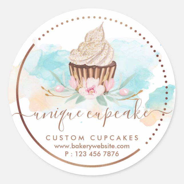 Cookies Sweets Pastry Ombre Girly Bakery Cupcake Classic Round Sticker (Front)