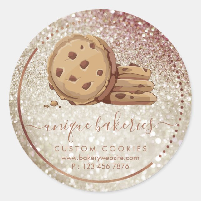 Cookies Sweets Pastry Shop Girly Bakery Caterer Classic Round Sticker (Front)