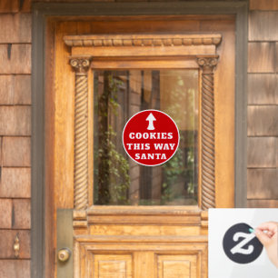 Cookies This Way Santa Arrow Red White Christmas Window Cling