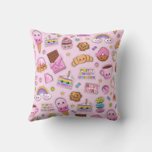 Cookies Unicorn Pretty Pink Girly Girl Pillow