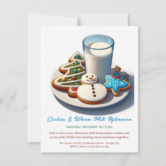 🥛🍪 "Cookies & Warm Milk Afternoon" Invitation 🍪 (Front)