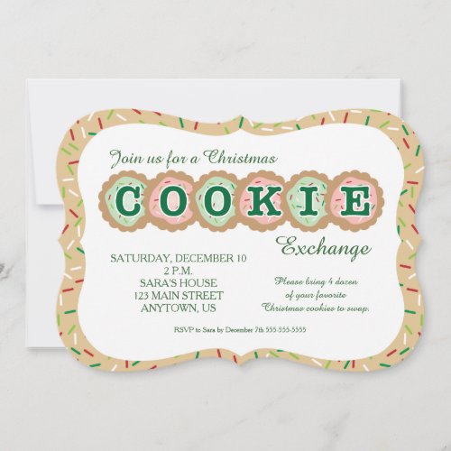 Cookies with Sprinkles Christmas Cookie Exchange RSVP Card