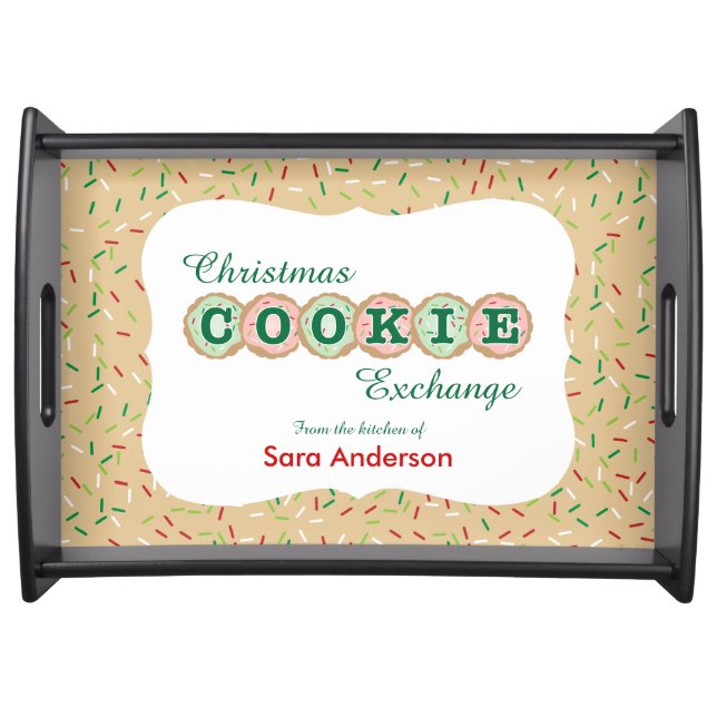 Cookies with Sprinkles Christmas Cookie Exchange Serving Tray (Front)