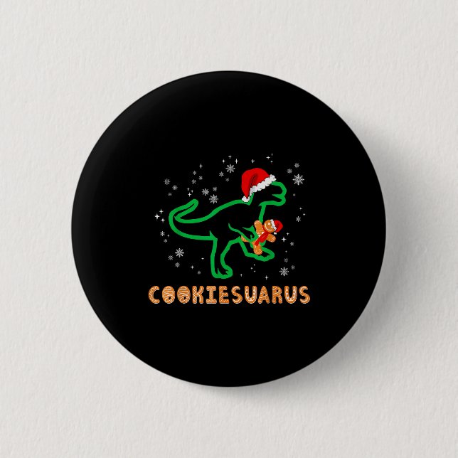 Cookiesaurus Christmas Dinosaur Rex Sugar Cookie  Button (Front)
