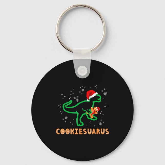 Cookiesaurus Christmas Dinosaur Rex Sugar Cookie  Keychain (Front)