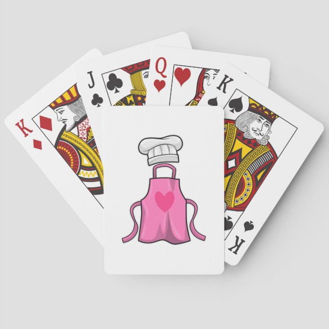 Cooking apron and Cooking hat with Heart Poker Cards (Back)