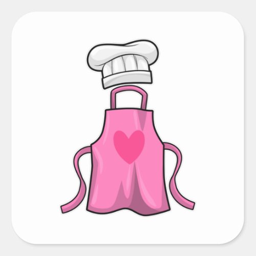 Cooking apron and Cooking hat with Heart Square Sticker