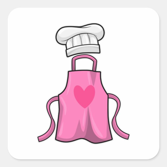 Cooking apron and Cooking hat with Heart Square Sticker (Front)