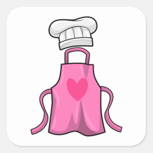 Cooking apron and Cooking hat with Heart Square Sticker
