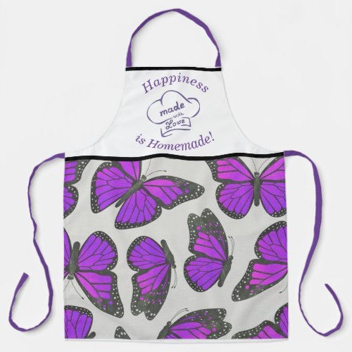 Cooking Apron with purple butterflies