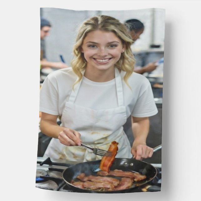 Cooking Bacon Photo Customize House Flag (Front)