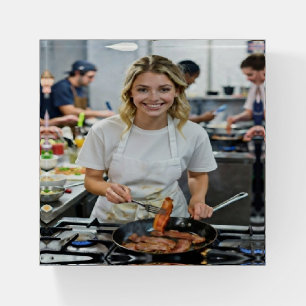 Cooking Bacon Photo Customize Paperweight