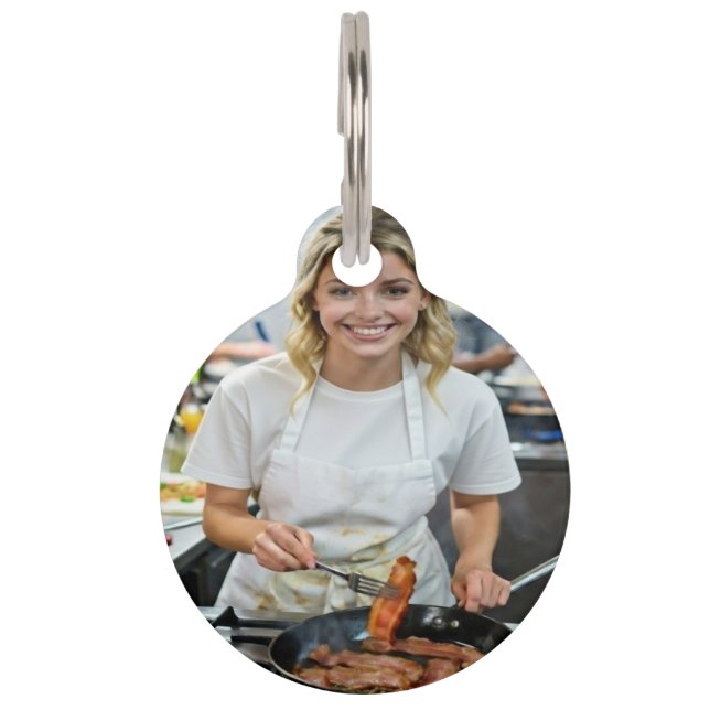 Cooking Bacon Photo Customize Pet ID Tag (Front)