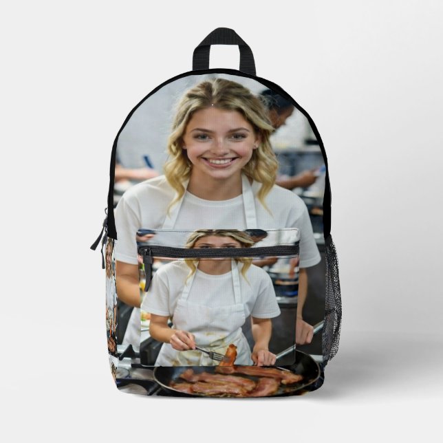 Cooking Bacon Photo Customize Printed Backpack (Front)