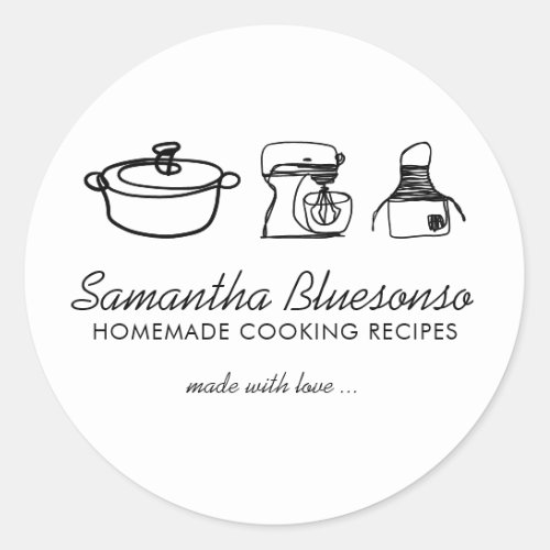 Cooking bakery homemade food simple classic round sticker