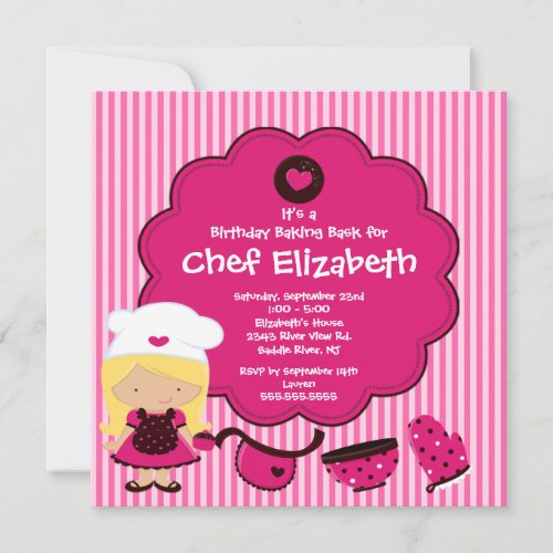 Cooking Baking Birthday Party Invitation
