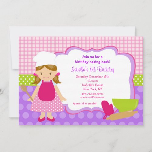 Cooking Baking Birthday Party Invitations