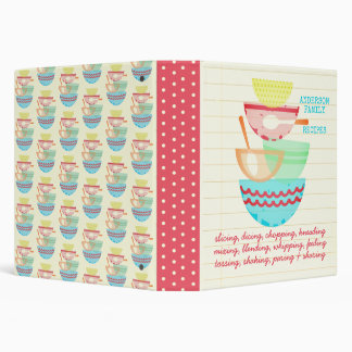 Cooking baking bowls personalized cookbook recipe  3 ring binder
