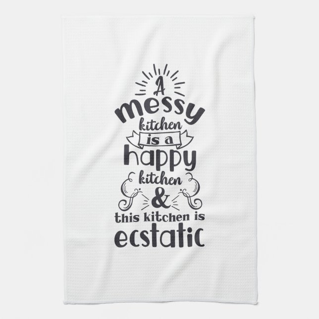 Cooking Baking Kitchen Messy Funny Humor Saying Towel (Vertical)
