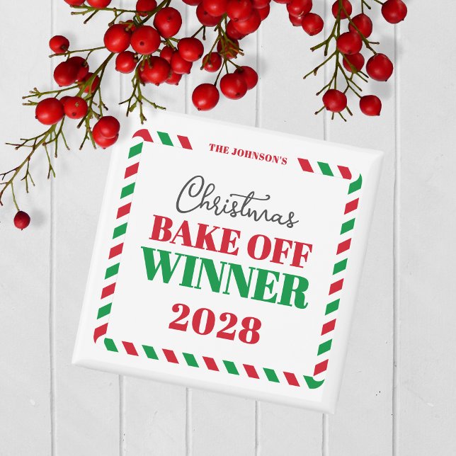 Cooking, Baking or Sweater Holiday Winner Prize Magnet (Christmas Holiday Competition Prize Button for the Winner. Great for Cookie & Sweater Contests!)