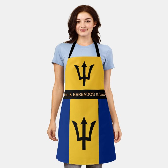 Cooking Barbados & Barbados Flag Chefs kitchen Apron (Worn)