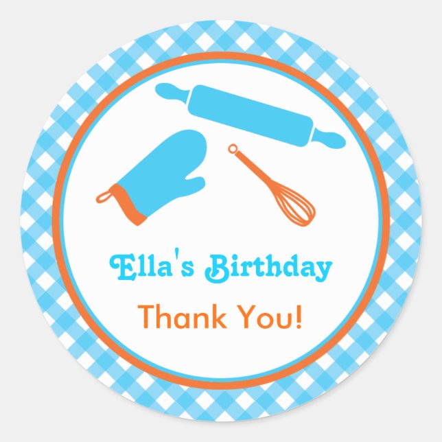 Cooking Birthday Favor Sticker (Front)