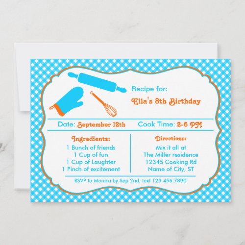 Cooking Birthday Party Invitation