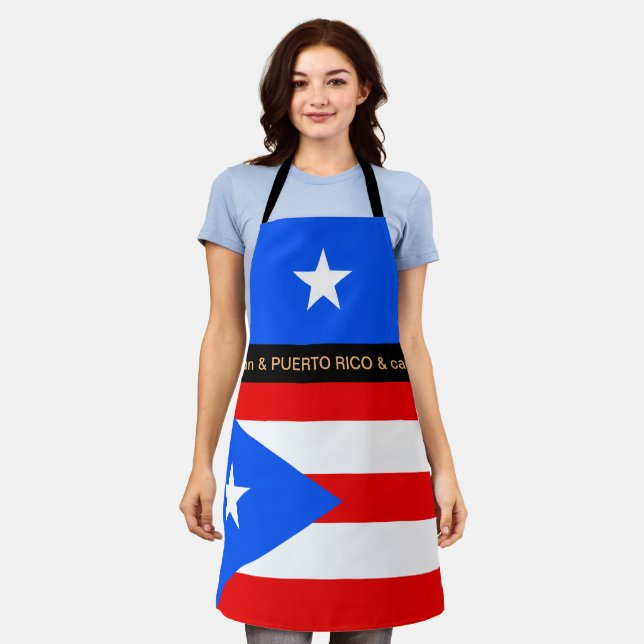 Cooking Carribean & Puerto Rico Flag Chefs kitchen Apron (Worn)