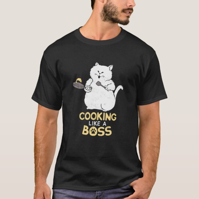Cooking Cat Cooking Like A Boss T-Shirt (Front)