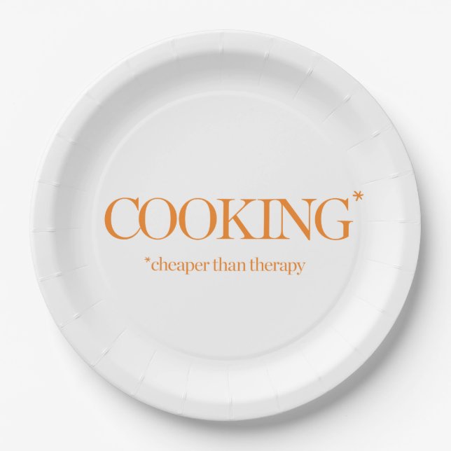 Cooking Cheaper Than Therapy Paper Plates (Front)