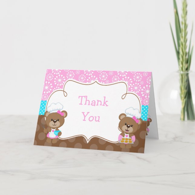 Cooking Chef Bear Party Thank You Card (Front)