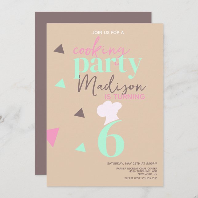 Cooking Chefs Confetti Birthday Party Invitation (Front/Back)