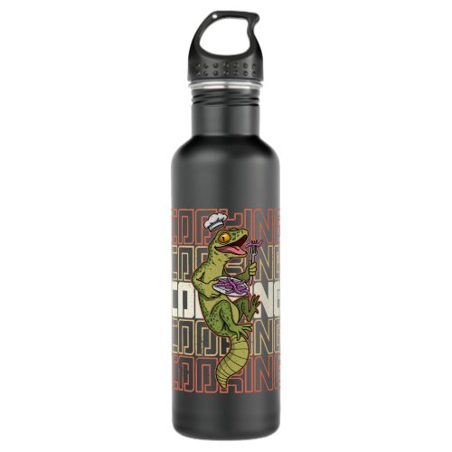 Cooking chefs hat lizard reptile kitchen restauran stainless steel water bottle