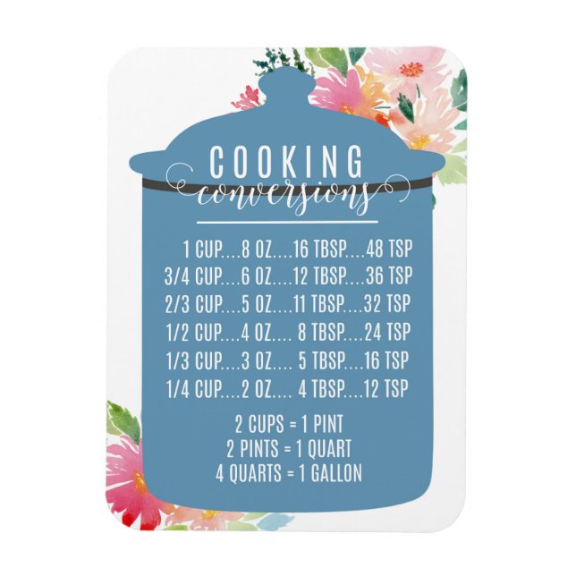 Cooking Conversion Chart | Blue Jar Magnet (Vertical)