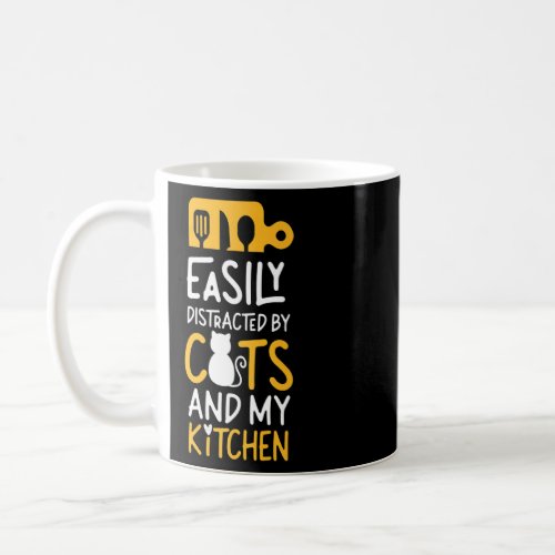 Cooking Cook Cat Kitchen Chef Easily Distracted By Coffee Mug