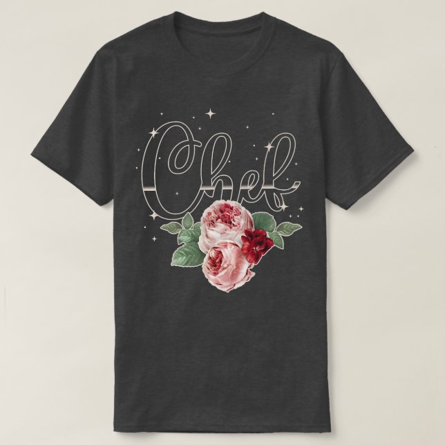 Cooking Cook Rose Flower Floral Kitchen Chef T-Shirt (Design Front)