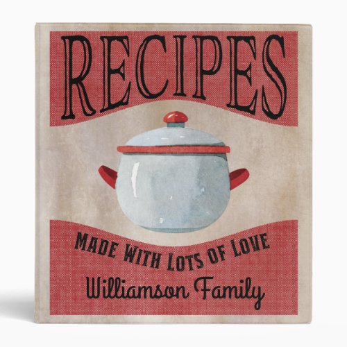 Cooking Cookbook Family Kitchen Recipes 3 Ring Binder