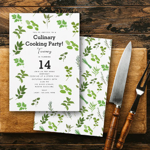 Cooking Culinary Garden Herbs Cook Birthday Party Invitation