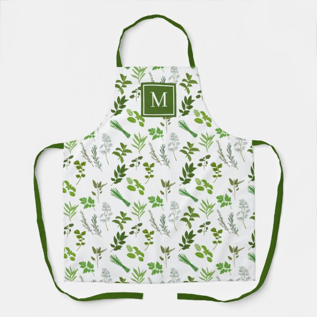 Cooking Culinary Garden Herbs Monogrammed Apron (Front)
